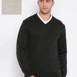 Cantabil Men Black & Grey Reversible Pullover-image-79