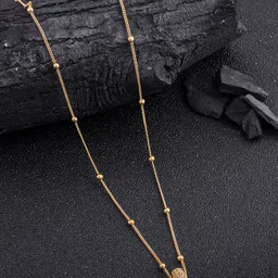 DressBerry Gold-Plated Contemporary-Shaped Stone-Studded Pendant & Chain-picture-53