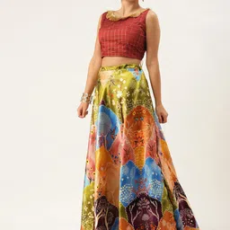 Kaizen TEXO FAB Printed Semi-Stitched Lehenga & Unstitched Blouse With Dupatta-image-52