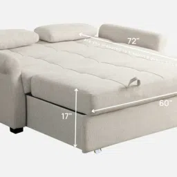 febonic Fornia Fabric 3 Seater Pull Out Sofa Cum Bed In Ivory Cream Colour image 4