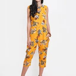 Purple State Women Yellow & Black Printed Sleeveless Capri Jumpsuit-picture-24