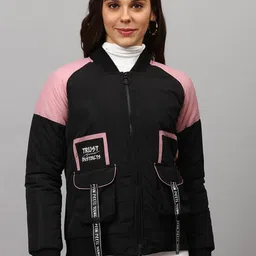 Campus Sutra Women Black Colourblocked Tailored Jacket-image-45