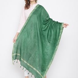 Clora Creation Green & Gold-Toned Dupatta with Zari-picture-2