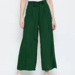 La Zoire Women Green Flared Palazzos-picture-40