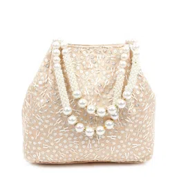 ODETTE Women Gold-Toned Embellished Structured Handheld Bag image 1