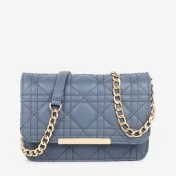 Black Spade Blue Textured PU Structured Sling Bag with Quilted-picture-34