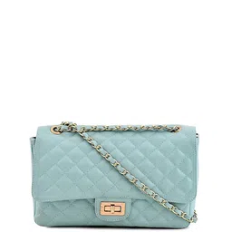 DressBerry Blue Textured Structured Sling Bag With Quilted-picture-53