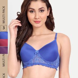 FIMS Pack of 3 Rapid-Dry Lace Lightly Padded Bra Fancy_Pad_Bra_BluePurpleMaroon-picture-14