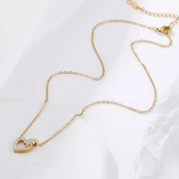 DESTINY JEWELS Stainless Steel Gold-Plated Heart Shape Chain-image-9