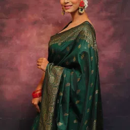 G R K Fashion Textile Woven Design Zari Silk Blend Saree image 3