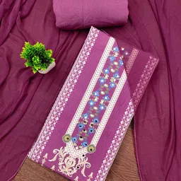 Panzora Printed Mirror Work Unstitched Dress Material-picture-28