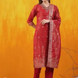KALINI Women Embroidered Regular Beads and Stones Pure Silk Kurta with Trousers & With Dupatta-picture-27