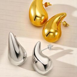 VAGHBHATT Rhodium-Plated Alloy Teardrop Shaped Drop Earrings-picture-44