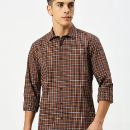 Basics Men Slim Fit Tartan Checks Opaque Cotton Casual Shirt-image-30