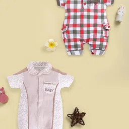 BABY GO Infant Boys Pack Of 2 Printed Pure Cotton Rompers-picture-57