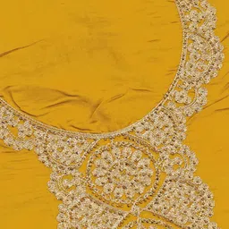 ASISA Floral Embroidered Thread Work Chanderi Silk Unstitched Dress Material image 5