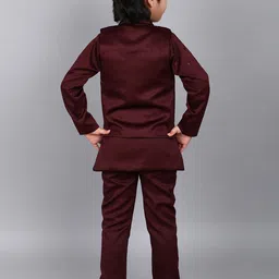 BAESD Boys Floral Embroidered Indo Western Single-Breasted Three-Piece Suit image 4