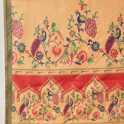 Silk Land Ethnic Motifs Printed Woven Design Zari Saree with Contrast Pallu image 4