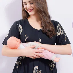 QUIRA Floral Printed Maternity A-Line Midi Dress image 5