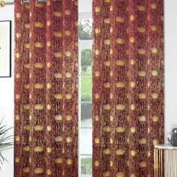 Kiara Creations Purple 2 Pieces Floral Velvet Room Darkening Long Door Curtains-image-76