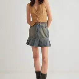 Trendyol Women Pure Cotton Washed A-Line Mini Skirt-picture-31