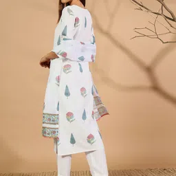 anouk rustic Anouk Women Printed Regular Kurta with Trousers & With Dupatta image 5