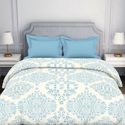 SPACES Blue & Cream-Coloured Ethnic Motifs Printed 144 TC Cotton Double Bed Comforter-picture-37