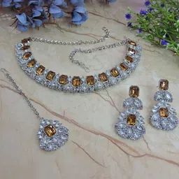 VATSALYA creation Alloy Gold- plated Gold Jewellery Set image 1