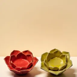 Kraftlik Handicraft Set of 2 Lotus Flower Candle Holder image 2