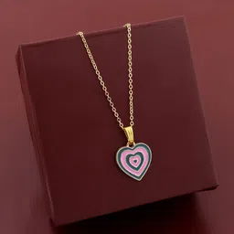 Birado Jewellery Set Of 2 Stainless Steel Gold-Plated Heart Shaped Pendants With Chains image 4