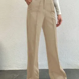 Next One Women Smart Straight Fit High-Rise Easy Wash Pleated Trousers-picture-39