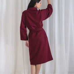 MYTRIDENT Unisex Red 240 GSM Pure Cotton Bath Robe image 3
