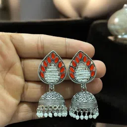 Anouk Leaf Shaped Jhumkas Earrings-picture-11
