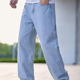 AngelFab Men Relaxed Fit High-Rise Light Fade Stretchable Jeans-picture-27