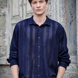 HERE&NOW Men Relaxed Fit Spread Collar Textured Casual Shirt-picture-17