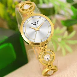 WHITE BIRD Women Round Dial & Bracelet Style Straps Analogue Watch H-5084 Gold-image-8