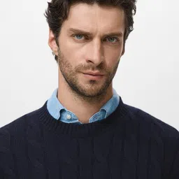 MANGO MAN Cable Knit Woollen Pullover image 2