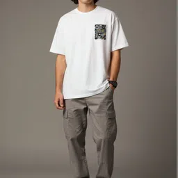 OUTLAWS Men Printed Drop-Shoulder Sleeves Oversized Cotton T-shirt image 1