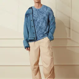 WROGN Men Abstract Printed Round Neck Pure Cotton Slim Fit T-shirt image 5