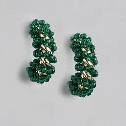 Forever New Gold-Plated Beaded Circular Half Hoop Earrings-picture-31