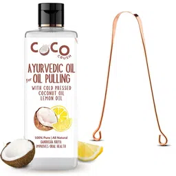 Coco Crush Ayurvedic Coconut Oil & Lemon For Oil Pulling With Copper Tongue Cleaner-100ml image 1