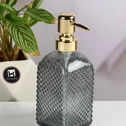 Kookee Grey & Gold Toned Textured Glass Soap Dispenser 400ml image 4