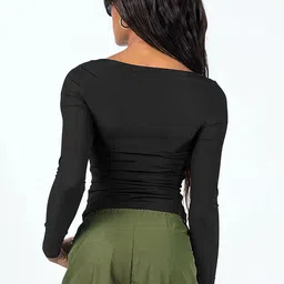 HERE&NOW Women Solid Square Neck Top image 2