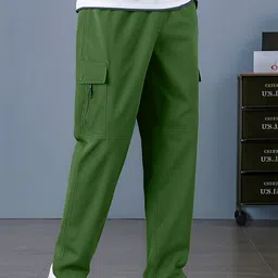 SAKHWALA Men Relaxed Loose Fit Low-Rise Easy Wash Cargos Trousers-picture-47