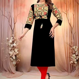 KHANJAN FASHION Ethnic Motifs Printed Round Neck Straight Kurta-picture-27