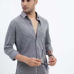 SHOWOFF Men Standard Spread Collar Textured Cotton Slim Fit Casual Shirt-image-28