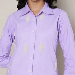 moda rapido Lilac Embroidered Linen Cotton Co-ord Set image 3