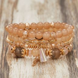 DIVASTRI Set Of 4 Gold-Plated Artificial Beaded Elasticated Bracelets-picture-47