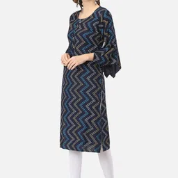 Biyu Polka Dot Printed Round Neck Flared Sleeves Pure Cotton Straight Kurta image 5