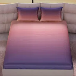 Stoa Paris Peach-Coloured & Blue 300 TC Fitted Super King Bedsheet Set 1.83 m x 2.13 m-picture-29